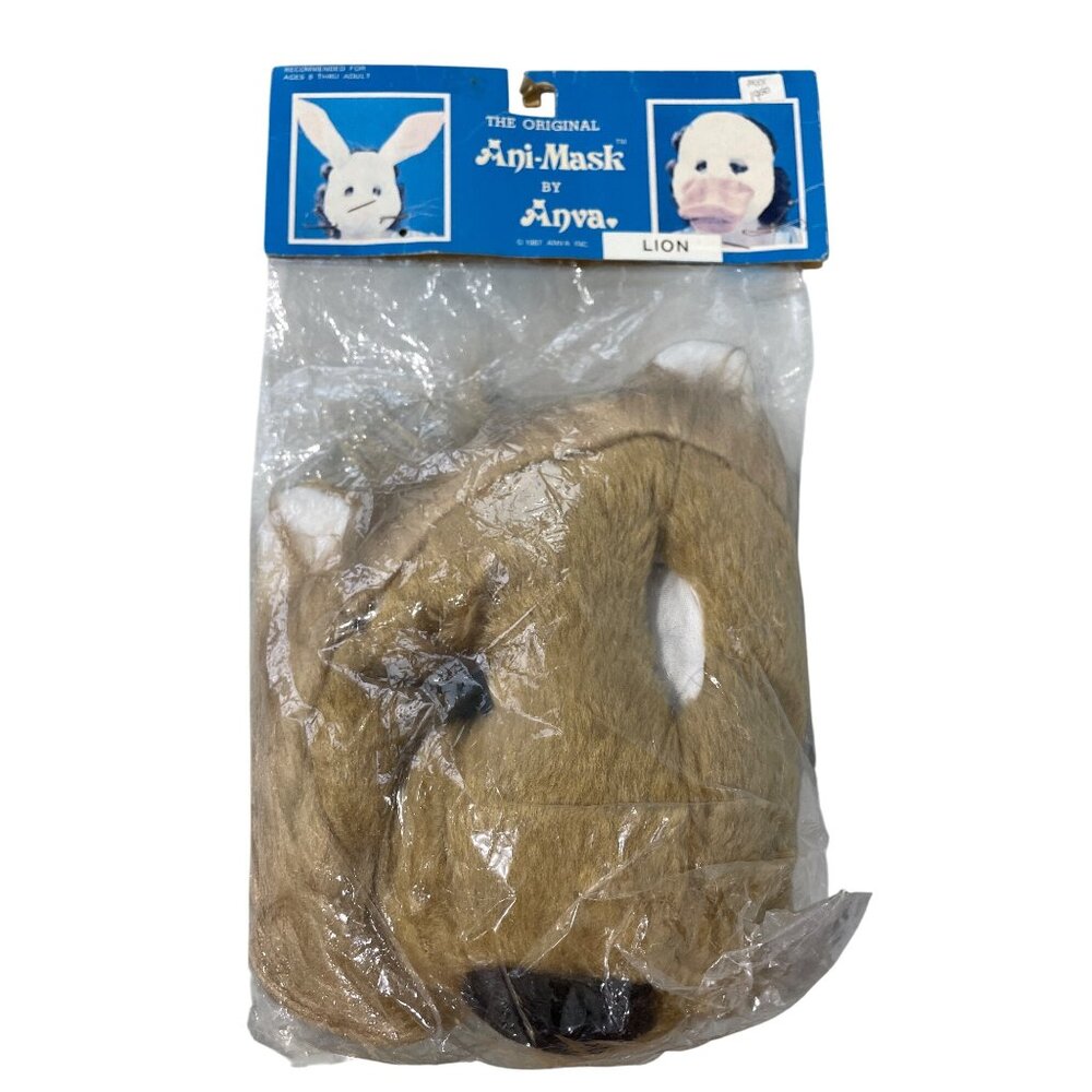 Anva Lion Adult Costume Mask Plush The Original Ani-Mask 1987 Deadstock Vintage